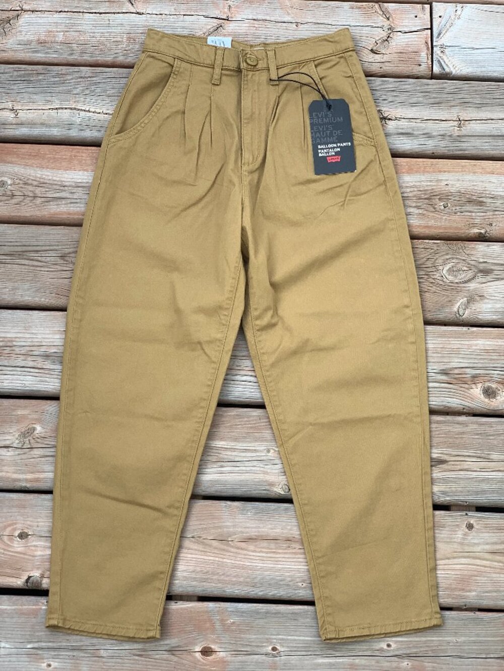Levi’s Pleated Balloon Leg Pants Chino 26 Khaki Preppy 90s Utility Trousers New